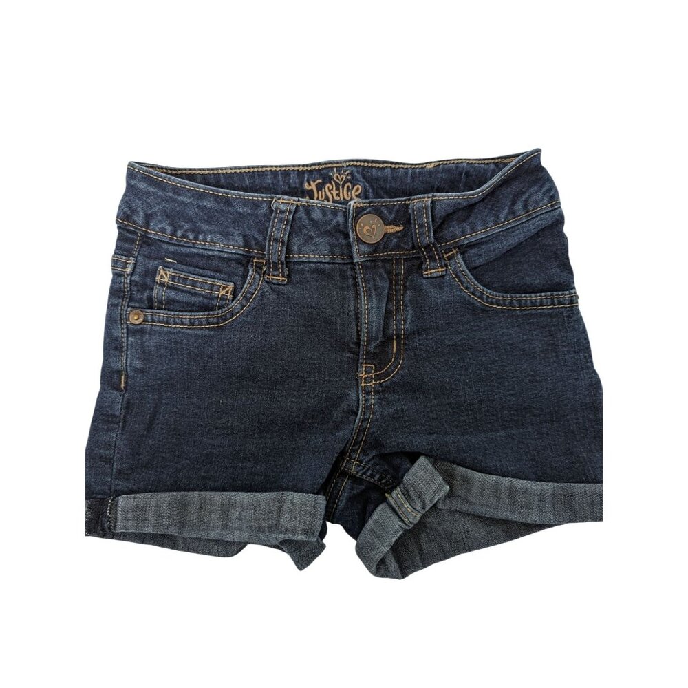 Justice Cuffed Blue Jean Shorts Girls Size 8